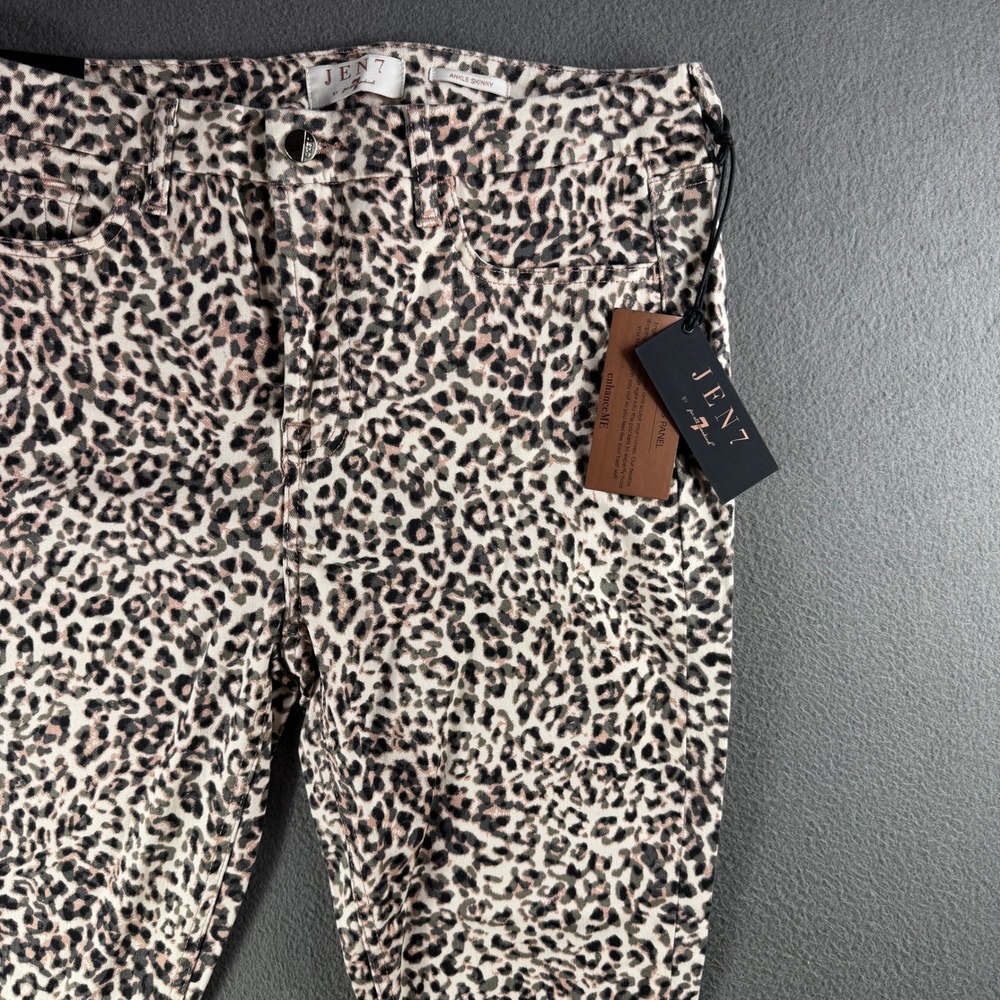New Jen7 Jeans Women 12 Ankle Skinny Leopard Print Sculpt Panel Stretch Animal - Picture 16 of 16